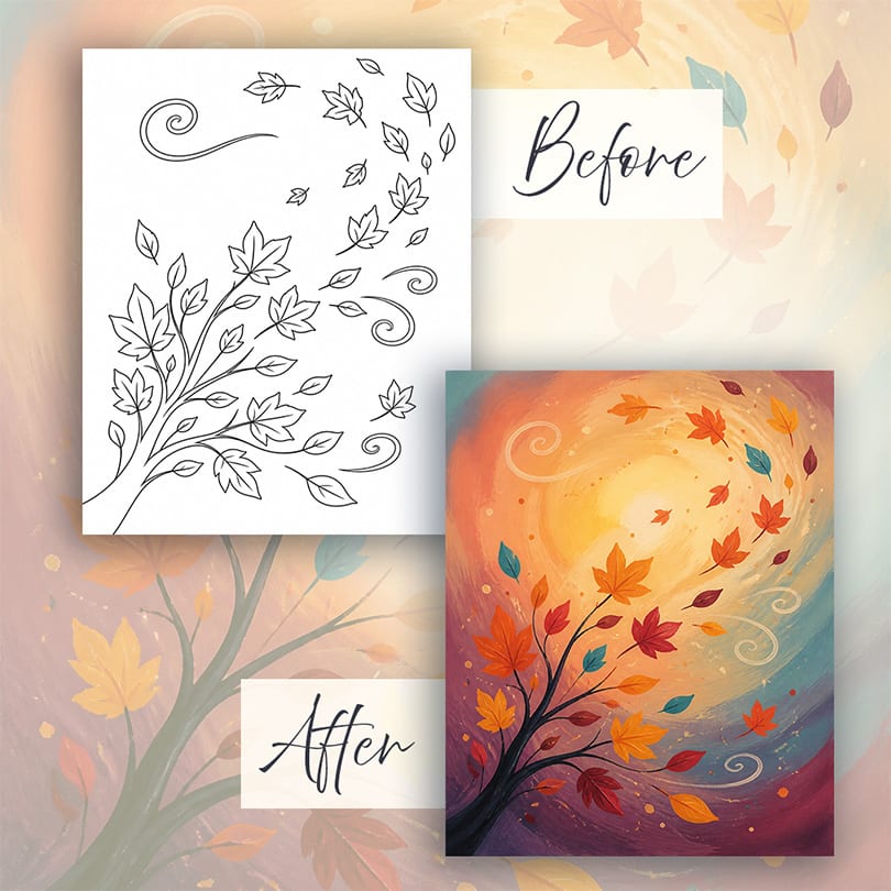 Moonlight and Fireflies before and after painting preview