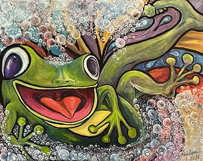 Just a Frog Taking a Bubble Bath