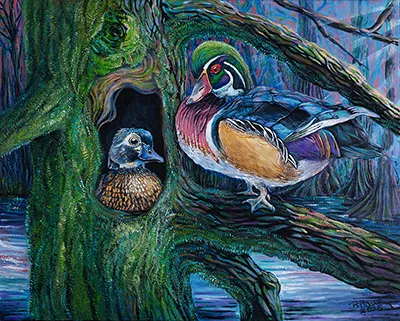 The Spring King's Dance in the Dogwoods, oil painting by Beckie Hawk