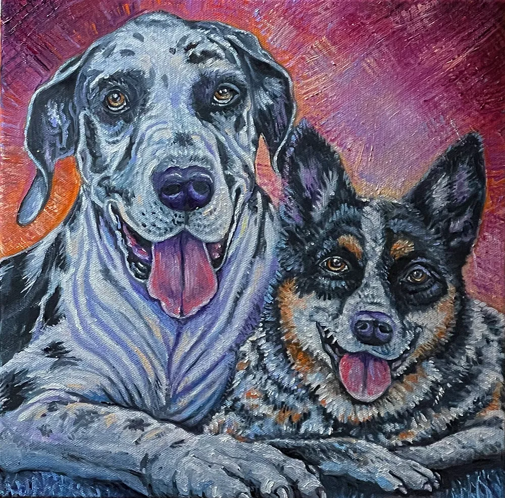 Custom portrait of a pet resting on its favorite blanket