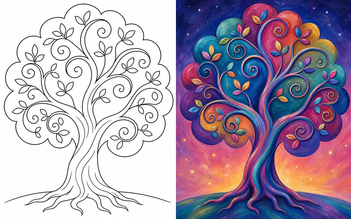 Colorful examples of whimsical tree painting